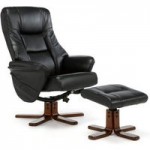 Drammen Swivel Recliner Chair with Footsool Black