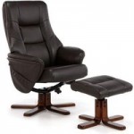 Drammen Swivel Recliner Chair with Footsool Brown