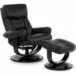 Risor Swivel Recliner Chair with Footstool Black