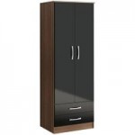 Lynx Walnut and Black Gents Wardrobe Black