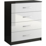 Lynx Black and White 4 Drawer Chest White