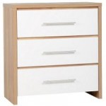 Seville White 3 Drawer Chest Natural/White