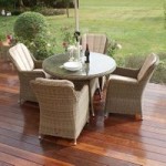 Maze Rattan Winchester 4 Seat Round Dining Set with Venice Chairs Brown