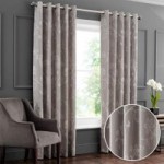 Kiplin Taupe Embroidered Eyelet Curtains Taupe (Brown)