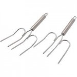 Set of 2 Stainless Steel Meat Lifting Forks Silver