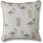 Gallery Direct Flamingo and Pineapples Grey Cushion Gold