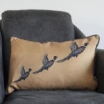 Gallery Direct Flying Pheasants Ochre Cushion Brown