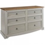 Corona Grey 6 Drawer Chest Natural