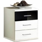 Gamma Black and White 3 Drawer Bedside Table White