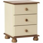 Odense Cream 3 Drawer Bedside Table Cream/Brown