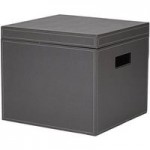 Faux Leather Filing Box Grey