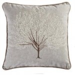 Embroidered Tree Cushion Grey