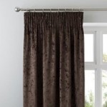 Crushed Velour Chocolate Pencil Pleat Curtains Chocolate (Brown)