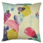 Impressionist Large Abstract Cushion White, Yellow, Purple, Green and Blue