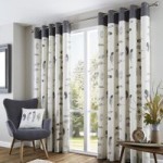 Idaho Charcoal Feather Eyelet Curtains Charcoal