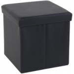 Foldable Black Cube Ottoman Black