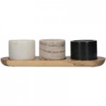 3 Piece Marble Dishes & Board Set Natural
