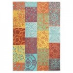 Botanical Patchwork MultiColoured Rug Yellow, Blue, Purple and Brown