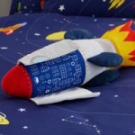 Space Rocket Cushion White/Blue/Red