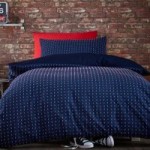 Dobby 100% Cotton Navy Duvet Cover and Pillowcase Set Navy (Blue)