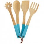 Spectrum Set of 4 Teal Dipped Utensils Turquoise