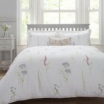 Spring Meadow Embroidered Duvet Cover and Pillowcase Set White