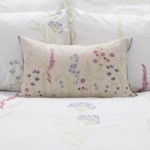 Spring Meadow Embroidered Cushion Mauve