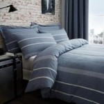 Willington Blue Striped Woven Duvet Cover and Pillowcase Set Blue