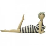 Bathing Beach Lady Figurine Beige/Blue/White