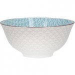 Iona Pink and Blue Medium Footed Rice Bowl Multi Coloured