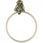 Monkey Towel Ring Brass Gold