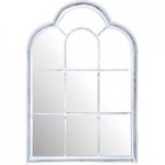 Metal Roman Window Mirror White