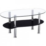 Colby Clear Glass Coffee Table Black