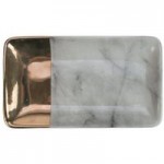 Marble Effect Small Gold Dipped Platter Black & White