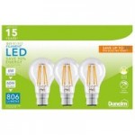 Dunelm Pack of 3 6W LED BC Filament Pearl Bulbs Clear