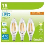 Dunelm Pack of 3 4W LED SES Filament Candle Bulbs Clear