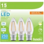 Dunelm Pack of 3 2W LED BC Filament Candle Bulbs Clear