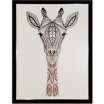 Elements Giraffe Framed Print Grey