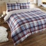 Portfolio Home Angus Navy Check 100% Brushed Cotton Duvet Cover and Pillowcase Set Blue