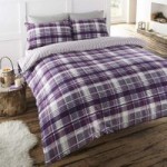 Portfolio Home Angus Plum Check 100% Brushed Cotton Duvet Cover and Pillowcase Set Purple