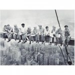 NY Men on Lunch Canvas Print Black and White