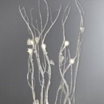 Silver Twig Lights Glitter with Hearts Silver