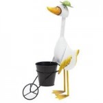 Duck with Wheelbarrow Planter White