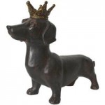 Dachshund with Gold Crown Ornament Black
