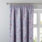 Botanical Meadow Purple Blackout Pencil Pleat Curtains Purple