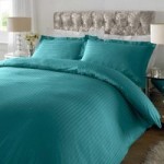 Xquisite Home Sateen Turquoise Stripe 300 Thread Count Cotton Duvet Cover and Pillowcase Set Green
