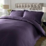 Xquisite Home Sateen Purple Stripe 300 Thread Count Cotton Duvet Cover and Pillowcase Set Purple