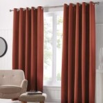 Plain Cotton Rust Eyelet Curtains Rust