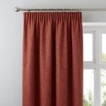 Boucle Rust Pencil Pleat Curtains Rust (Orange)