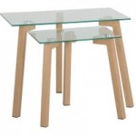 Morton Oak and Glass Nest Of Tables Rose Gold